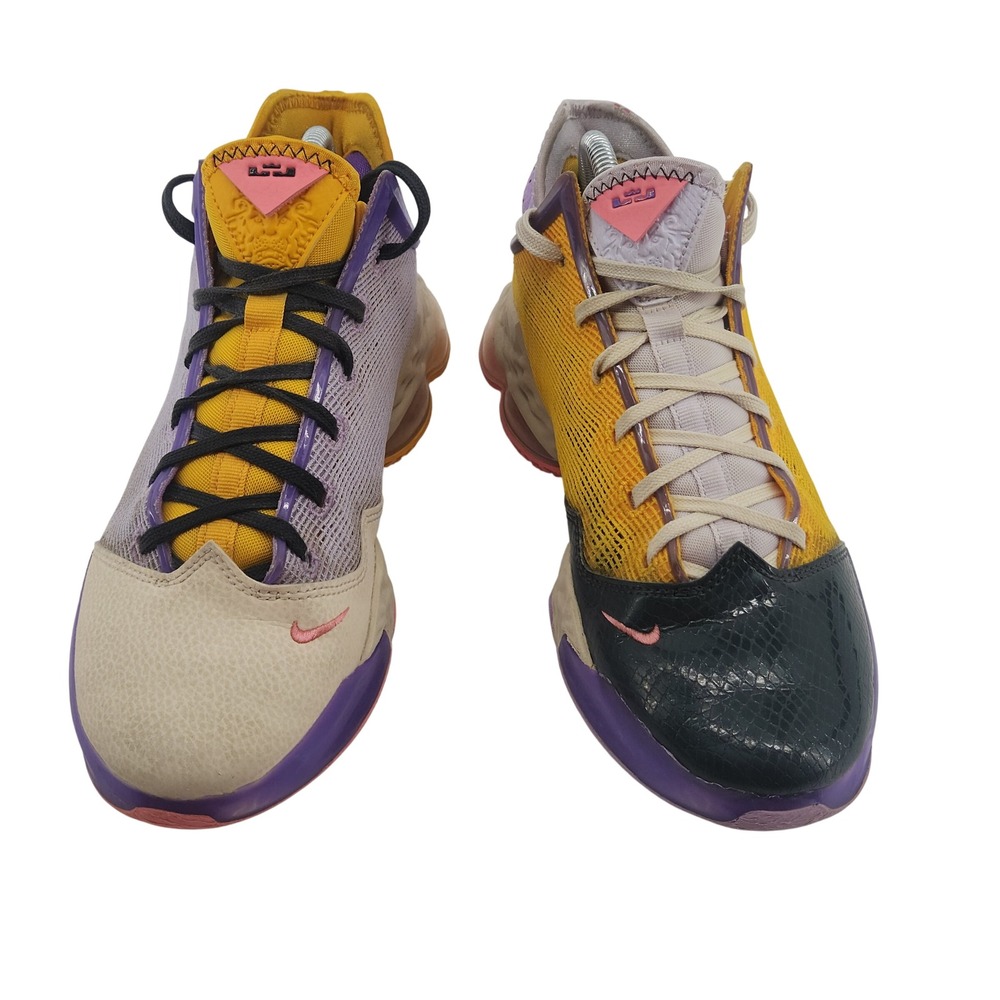 Nike LeBron 19 Low Mens 7.5 Mismatched Lilac Dutch Blue Mesh Basketball Shoes